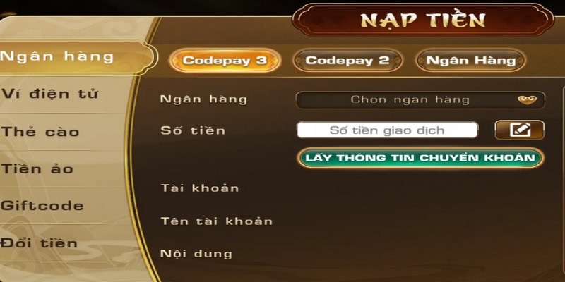 Nạp tiền TIP CLUB qua ngân hàng là phương thức phổ biến